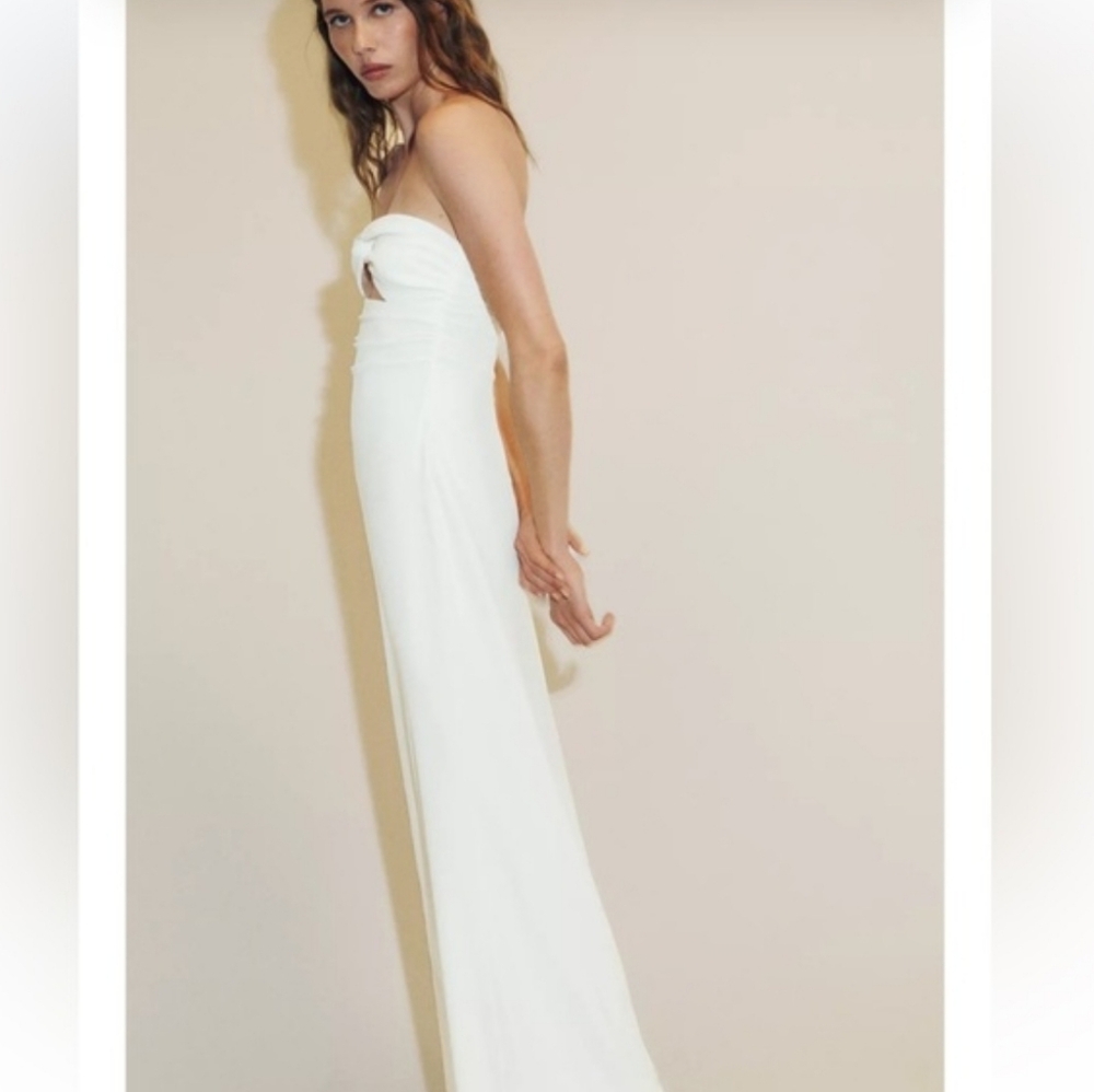 Zara  Strapless Maxi Dress White Size S - Picture 6 of 10